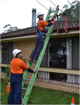 Electrician on ladder